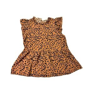 Leopard Print Flowy Light Weight Ruffled Sleeve Blouse Women's Oversized Medium